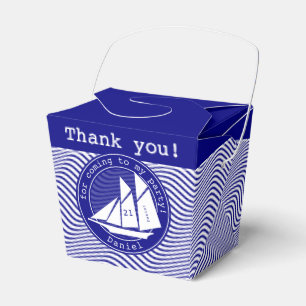 Danke - Schooner on Navy Waves Nautic Party Geschenkschachtel