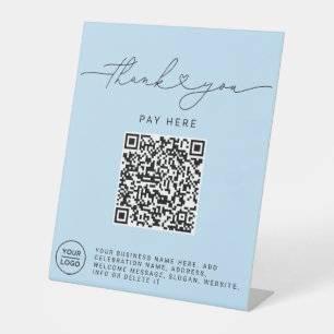 Danke-Schrift-Herz-Scan-Mich-QR-Code-Logo blau Sockelschild