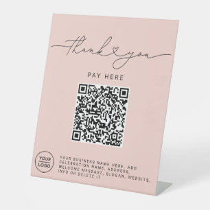 Danke-Schrift-Herz-Scan-Mich-QR-Code-Logo-Rosa Sockelschild