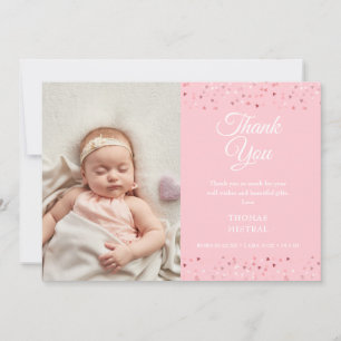 Danke-Schriftzug für Baby Mädchen mit Herzen Foto  Ankündigung