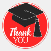 Danke, Schulfarben rot und weiß Runder Aufkleber (Vorderseite)