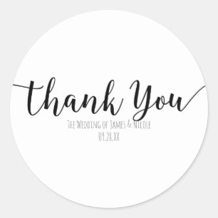 Danke Schwarz-Schriftart Elegant Gefallen Runder Aufkleber