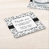 Danke: Schwarz/Weiß 70. Random Number Pattern Rechteckiger Pappuntersetzer (angewinkelt)