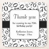 Danke: Schwarz/Weiß 70. Random Number Pattern Rechteckiger Pappuntersetzer (Vorderseite)