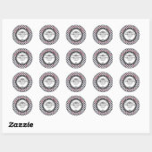 Danke Schwarz-weiß Gingham Classic Round Sticker (Blatt)