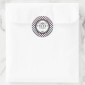Danke Schwarz-weiß Gingham Classic Round Sticker (Tasche)