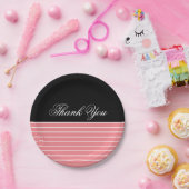 Danke schwarze rosa weiße Streifen Pappteller (Party)