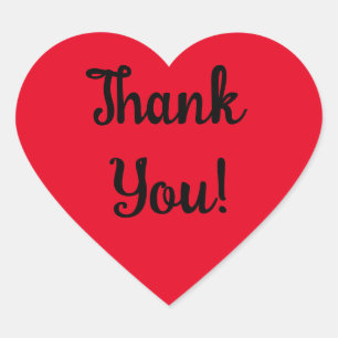 Danke! Schwarze Schrift auf rotem Herz Herz-Aufkleber