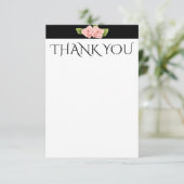 Danke schwarze Streifenkarte der rosa Blumen (Stehend Vorderseite)