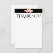 Danke schwarze Streifenkarte der rosa Blumen (Vorne/Hinten)