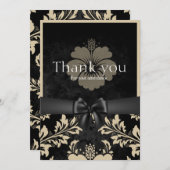 Danke, schwarzer Bogen, beige Einladung (Vorne/Hinten)