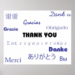 Danke (Schwarzes und blue001) zu drucken Poster