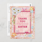 Danke, Schwester, Blume Kundenkarte Postkarte (Vorne/Hinten)