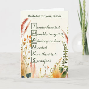 Danke-Schwester Ordensleben Akrostichon Wildblume Karte