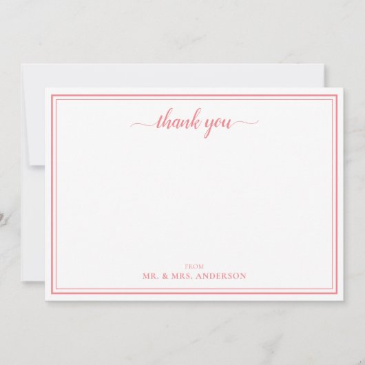 Danke, Script Calligraphy Wedding Mitteilungskarte (Vorderseite)