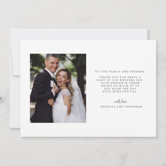 'Danke' Script Wedding Foto Dankeskarte (Rückseite)