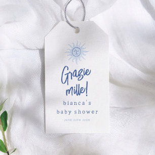 Danke Sehr! Italienische Babyparty für Jungen - Da Geschenkanhänger