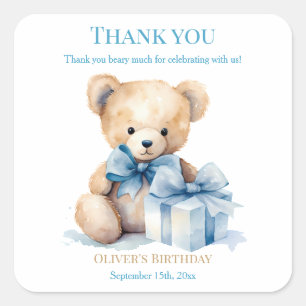 Danke Sehr Teddy Bär Aquarell-Teddy-Bär-Aufkleber Quadratischer Aufkleber