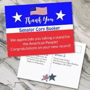 Danke Senator Cory Booker Personalisiert Postkarte