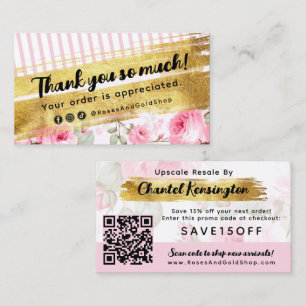 Danke Shabby Blush Watercolor Roses Rabatt Visitenkarte