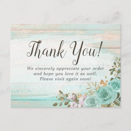 Danke Shabby Chic Floral Rustic Wood Postcard Postkarte (Vorderseite)