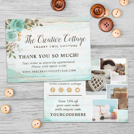 Danke Shabby Chic Floral Wood 4-Foto Postcard Postkarte