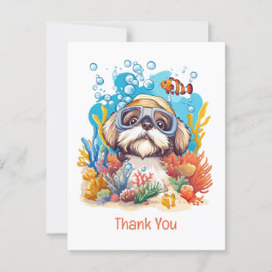 Danke Shih Tzu Hund Schnorcheln Korallenriff Postkarte