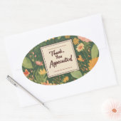 Danke! Sie sind willkommen" Blumenzeichen Ovaler Aufkleber (Umschlag)