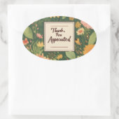 Danke! Sie sind willkommen" Blumenzeichen Ovaler Aufkleber (Tasche)