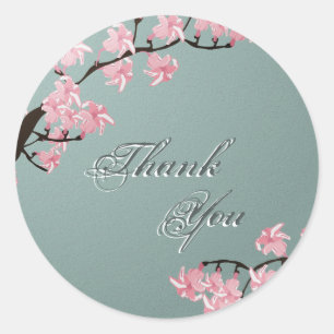 Danke Siegel Aquamarin Pink Cherry Blossom Hochzei Runder Aufkleber