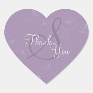 Danke Siegel - Lavender Lila Monogram Wedding Herz-Aufkleber