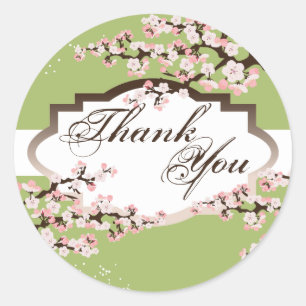 Danke Siegel - Sage Green Cherry Blossom Wedding Runder Aufkleber