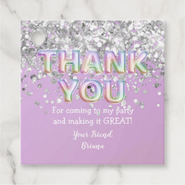 Danke Silver Rainbow Balloons Geschenkanhänger