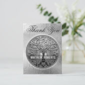 Danke | Silver Tree of Life Memorial Postcard Postkarte (Stehend Vorderseite)