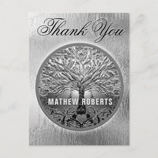 Danke | Silver Tree of Life Memorial Postcard Postkarte (Vorderseite)