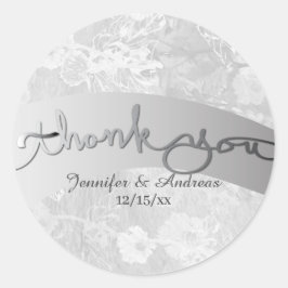 "Danke" Silver Wedding Floral Ribbon Runder Aufkleber