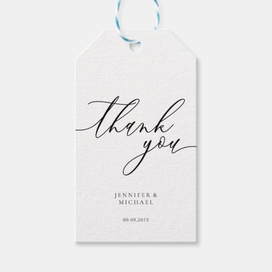 Danke Simple Script benutzerdefinierter Name Datum Geschenkanhänger (Vorderseite)