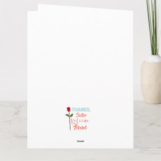Danke Sister Welcome Zuhause Karte (Rückseite)