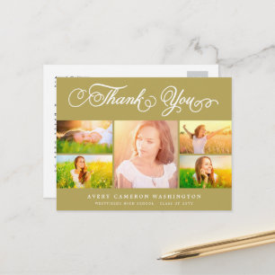 Danke-Skript Elegant 5 Mehrfach-Foto-Abschlussfeie Postkarte