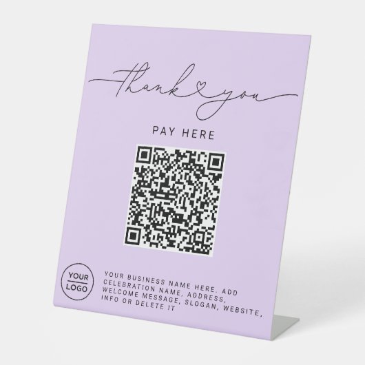 Danke-Skript-Herz-Scan-Mich-QR-Code-Logo lila Sockelschild (Vorderseite)
