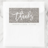 Danke Sliver Glitzer Mini Wein Champagner Label Rechteckiger Aufkleber (Tasche)