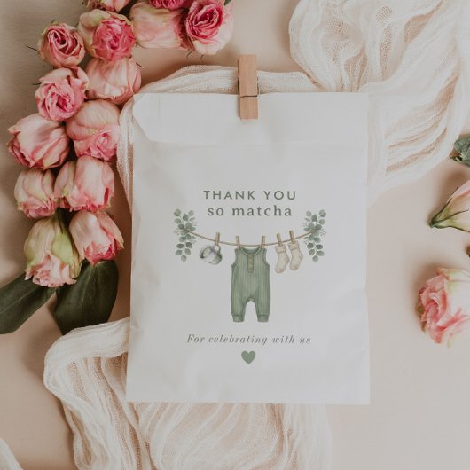 Danke so matcha salbeigrüne Babyparty Geschenktütchen