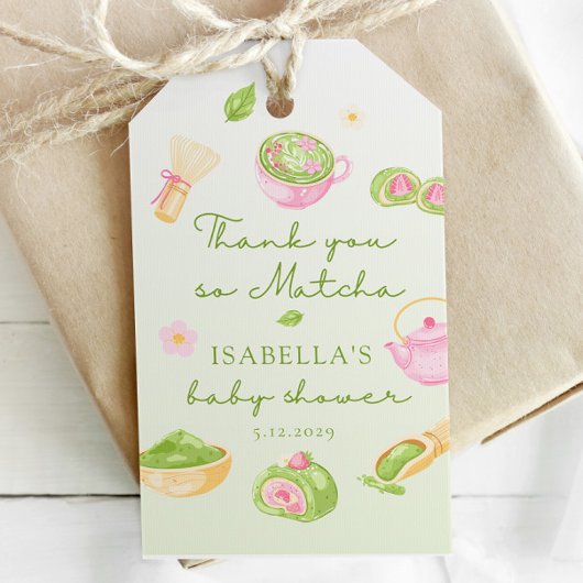 Danke so Matcha-Tee Baby Shower Geschenkanhänger