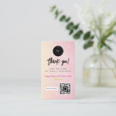 Danke Social Media QR Code & Logo Rosa Glitter Visitenkarte (Stehend Vorderseite)