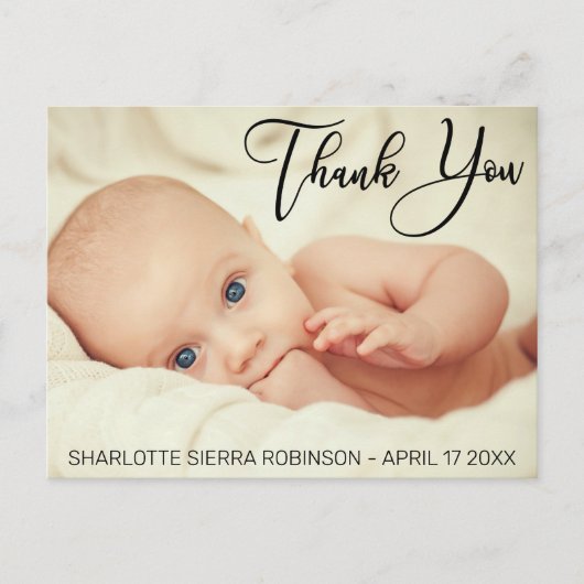 Danke | Soft Modern Baby Foto Postkarte (Vorderseite)