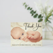 Danke | Soft Modern Baby Foto Postkarte (Stehend Vorderseite)