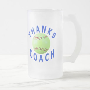 Danke Softball-Trainer-Geschenk-mattierte Mattglas Bierglas