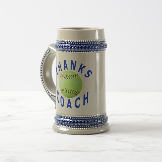Danke Softball-Trainer-Geschenk Stein Bierglas (Vorderseite Links)