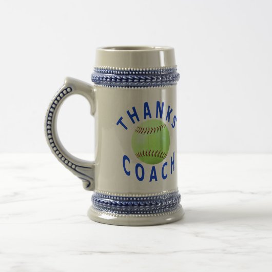 Danke Softball-Trainer-Geschenk Stein Bierglas (Links)