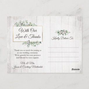 Danke Southern Cotton 3-Foto-Hochzeit Postkarte